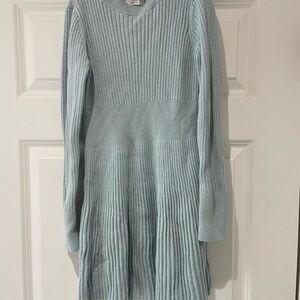Light Blue Ribbed Knit Dress
